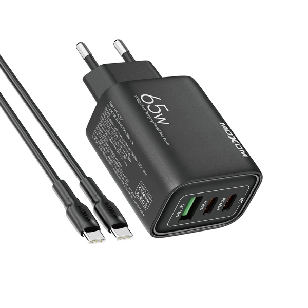 Kucni punjac moxom mx-hc158 qc3.0 65w type-c na type-c crni
