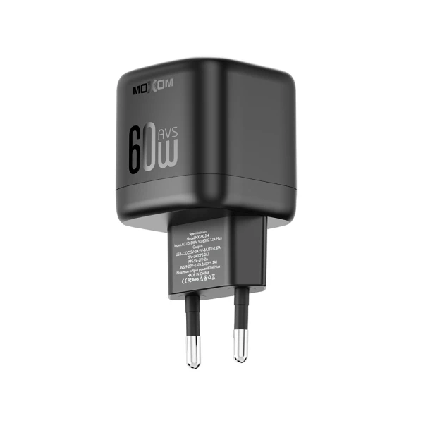 Kucni punjac moxom mx-hc314 40w pd 60w avs type-c na type-c crni