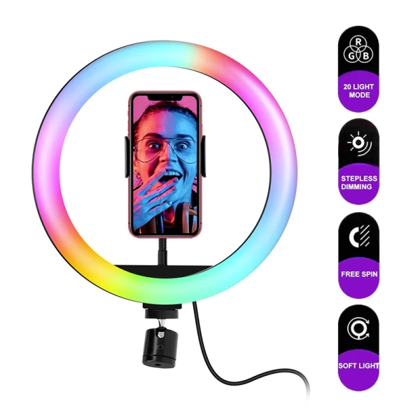 Selfie ring light portable mj26 rgb colorful