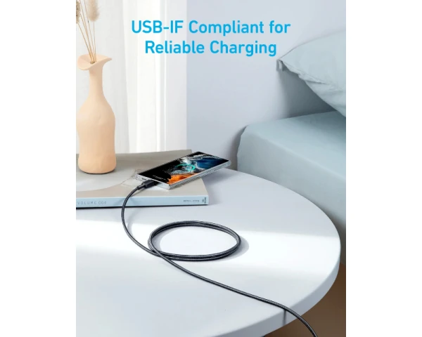 ANKER 322 USB tip-C na USB tip-C kabl M/M 1.8m, 60W, pleteni, crni