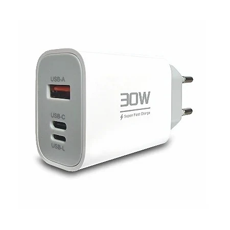 Bavitel punjač 30W Usb A/Type C/IOS + kabl Type C/Lightning bela  KeKe-PD004