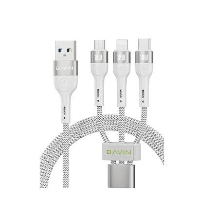 Bavin kabl 18W 3 in 1 Micro, type-C, lightning crna - CB365