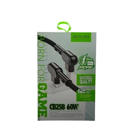 Bavin kabl 90° 60W  1,2m Type C-Type C bela - CB258CC