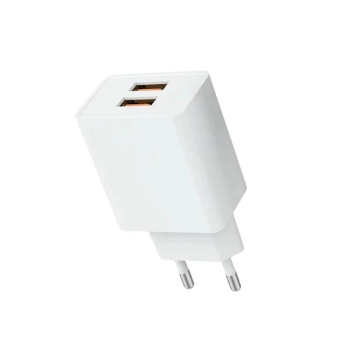DENMEN DC02L Punjač 2 x USB Type A  2,4A sa kablom lithtning  BELI