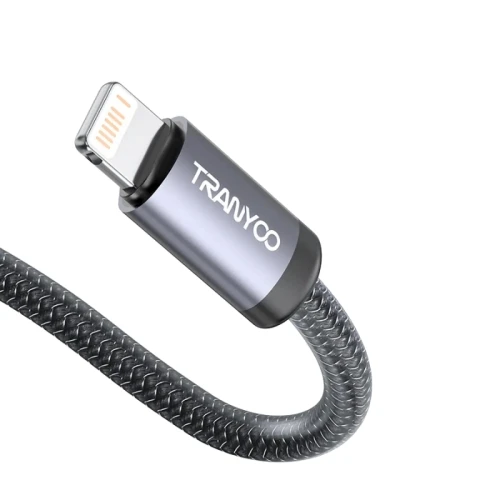 TRANYOO USB Data kabl T-S20I ojačan metalni USB na Lightning 1m CRNI