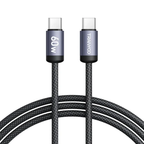 TRANYOO kabl T-P21  crni ojačan metalni Type C na Type C 60W 1m
