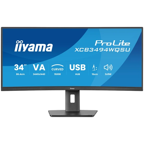 Iiyama XCB3494WQSU-B1 LED monitor curved 34 3440 x 1440 UWQHD 120 Hz VA 350 HDMI DisplayPort USB-C speakers matte black ( XCB3494WQSU-B1 ) 