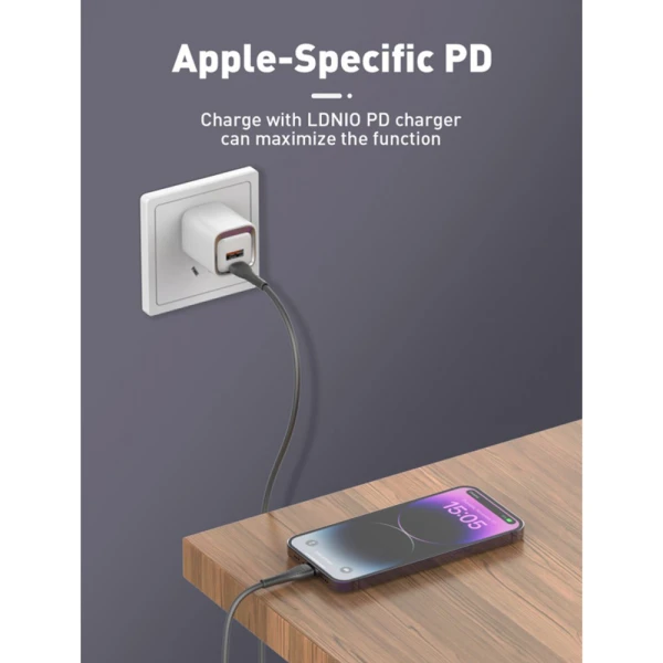 Usb data kabal ldnio lc671 30w type-c na lightning 1m crni