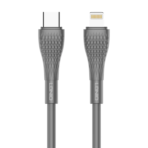 Usb data kabal ldnio lc671 30w type-c na lightning 1m crni
