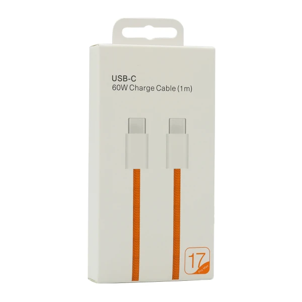 Usb data kabal za iphone 17/air/17 pro/17 pro max type c na type c 60w 1m narandzasti