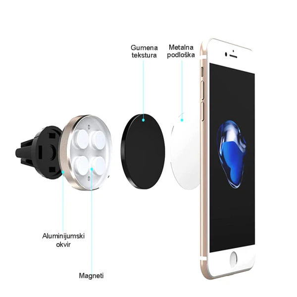 Drzac za mobilni telefon magnetni rohs c9 crni (ventilacija)