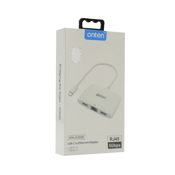 Adapter usb type-c na ethernet rj45 100mbps + usb-a 5gbps + usb-a 480mbps 18cm (otn- uc552d) onten