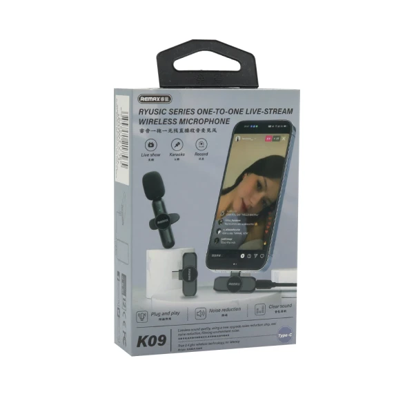 Mikrofon bluetooth remax k09 type-c crni