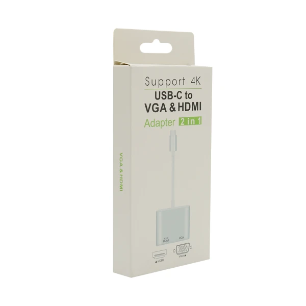 Adapter type c na hdmi + vga beli