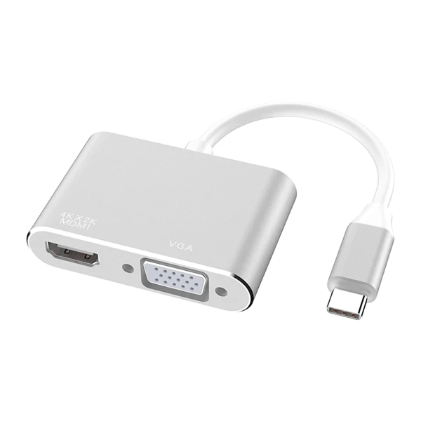 Adapter type c na hdmi + vga beli