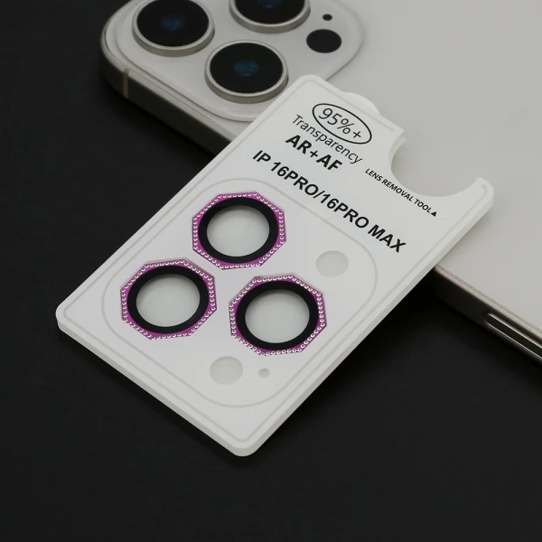 Folija za zastitu kamere octagon diamond za iphone 16 pro (6.3)/16 pro max (6.9) crvena