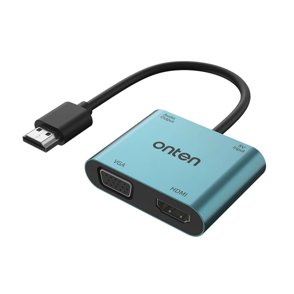 Adapter 4u1 hdmi 2k 30hz na hdmi 2k 60hz + vga 2k 60hz + usb type-c 5v + jack 3.5mm 17cm (otn-5166hv) onten