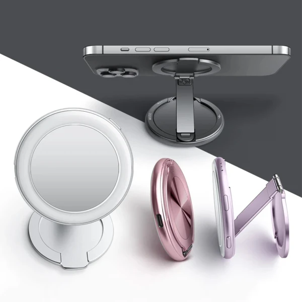 Drzac magnetni ring sa ogledalom za mobilni telefon roze