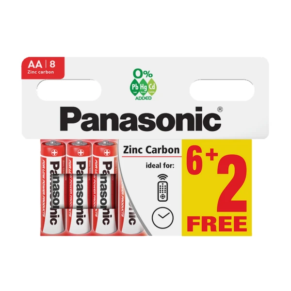Baterija zinc carbon 1.5v aa r6 blister 8/1 panasonic