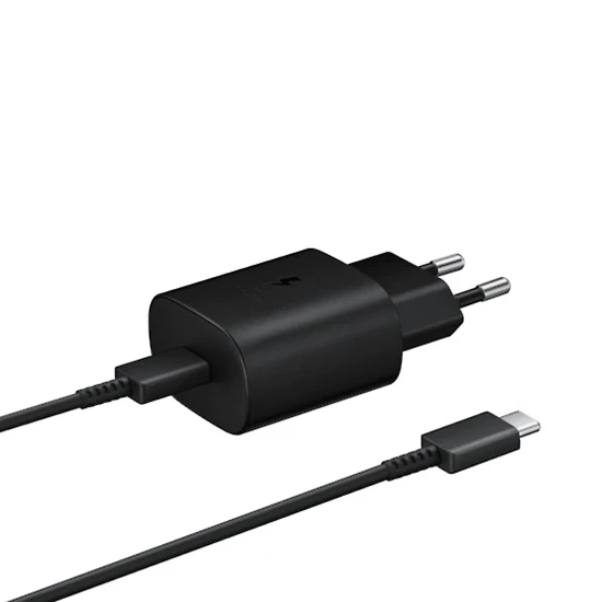 Kucni punjac super fast 25w/3a za samsung pd + kabal type-c na type c crni hq