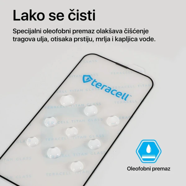 Zastitno staklo Tempered glass Teracell Titan 2.5D za iPhone 17 Pro 6.3 crni