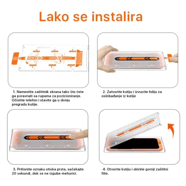 Zastitno Staklo Tempered glass 2.5D dust free Box za iPhone 12 Pro Max 6.7 crni