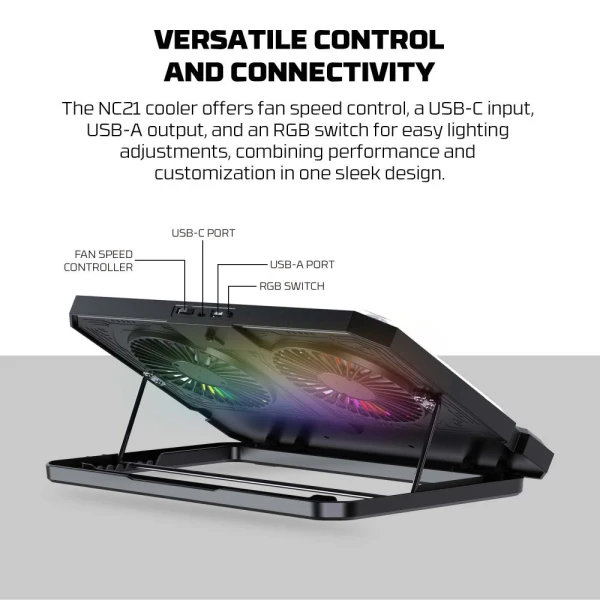 Laptop Cooler Fantech NC21 RGB crni