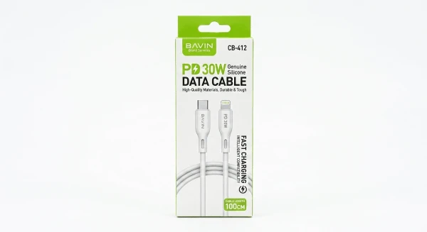 Bavin kabl 30W Type C na Type Lightning 1m bela - CB412