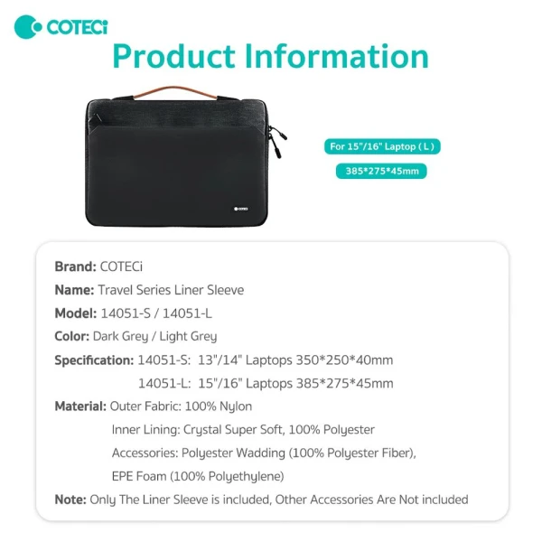 Torba za laptop Coteci 14051 15-16 inch siva