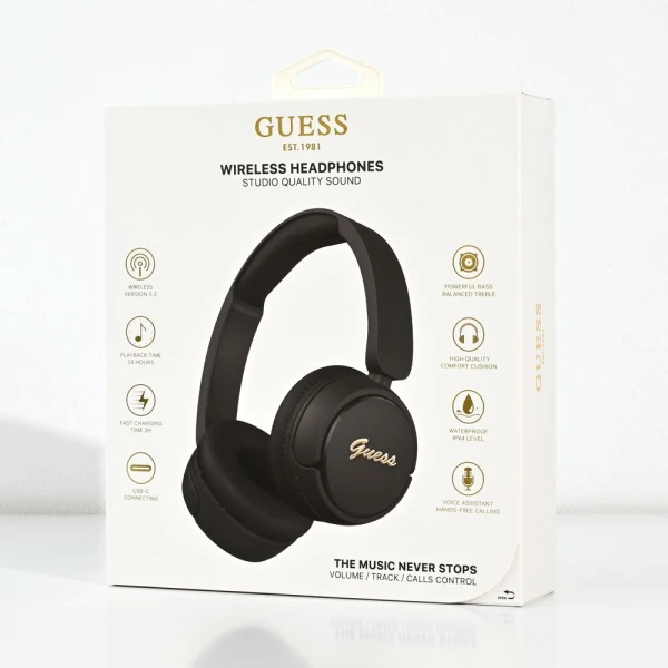 Bluetooth slusalice Guess Script Metal Logo crne (GUBHV6SCK)