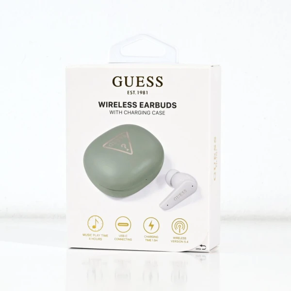 Bluetooth slusalice Guess TWS Flat Triangle Logo Electroplated zelene (GUTWST7FCETN)