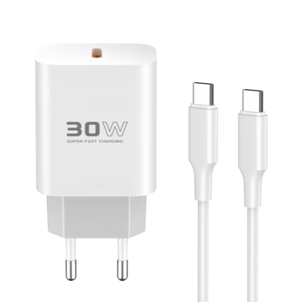 Kucni punjac KONFULON C87c + DL51, 30W, sa PD kablom Type C na Type C beli