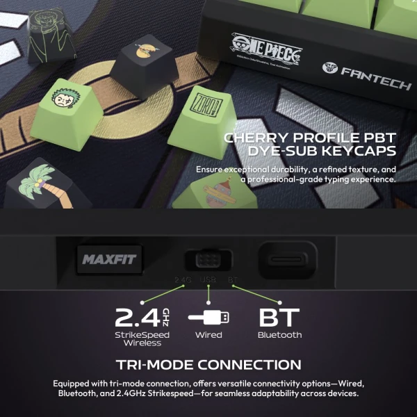 Tastatura Mehanicka Gaming Fantech MK921 Maxfit 8 Wireless ONE PIECE - ZORO (white switch)