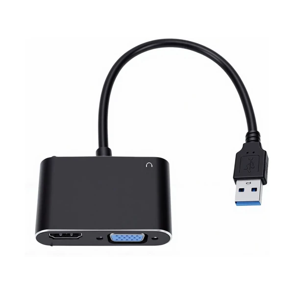 Adapter USB 3.0 JWD na  HDMI, VGA, AUDIO, 3 u 1 crni