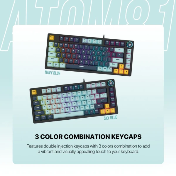 Tastatura Mehanicka Gaming Fantech MK875V2 RGB Atom 81 Mizu SkyBlue (Rosie switch)
