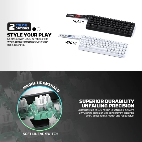 Tastatura Wired Magnetic Gaming Fantech MK811 RGB Atom HE68 crna (emerald switch)