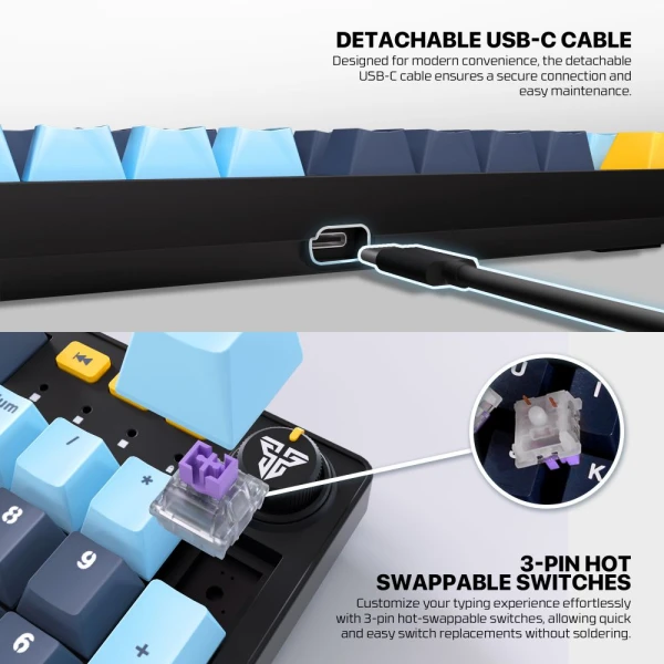 Tastatura Mehanicka Gaming Fantech MK893S RGB Atom 107S MIZU Blue (Taro switch)