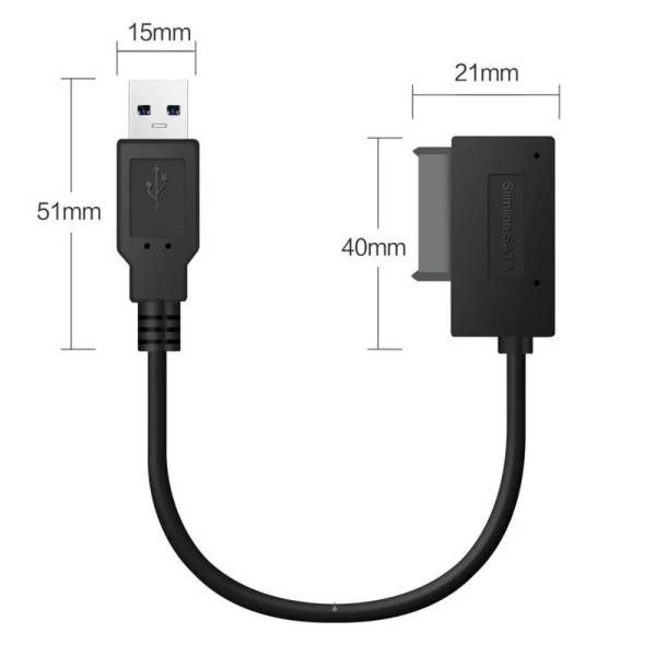 Adapter USB 3.0 na SATA 7+6 13pin za laptop opticki uredjaj