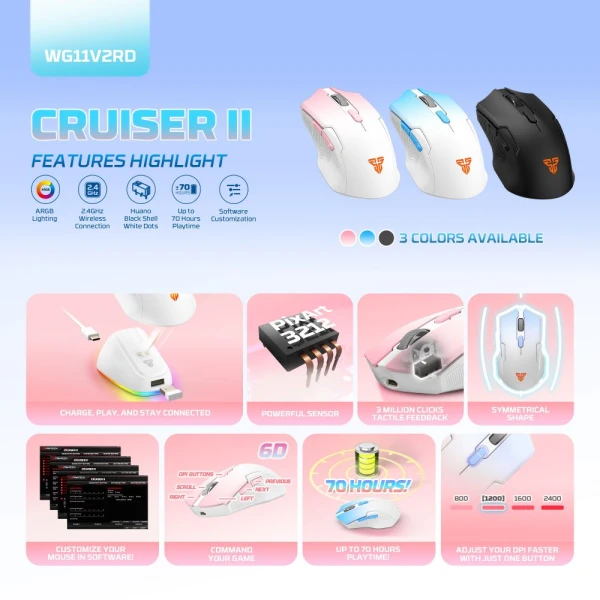 Mis Wireless Fantech WG11V2RD Cruiser II plavi
