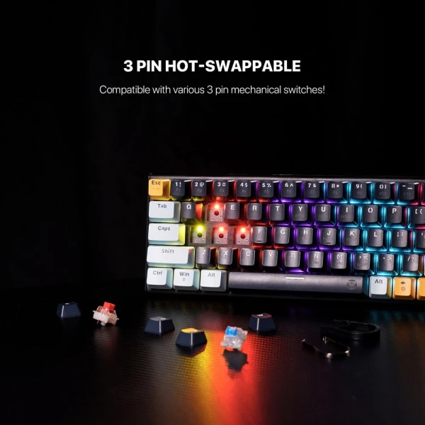 Tastatura Mehanicka Gaming Fantech MK874V2 RGB Atom 63 Mizu Navy (taro switch)
