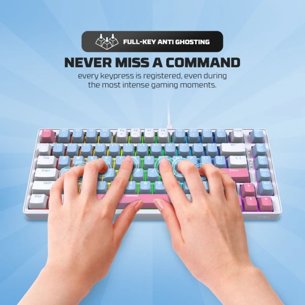 Tastatura Mehanicka Gaming Fantech MK612 Atom x83 AME plava (rosie switch)