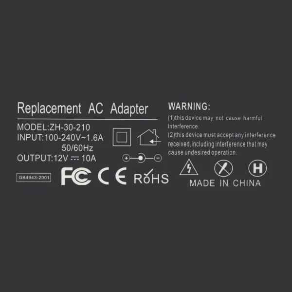 Strujni adapter 12V 10A (5.5*2.5) crni