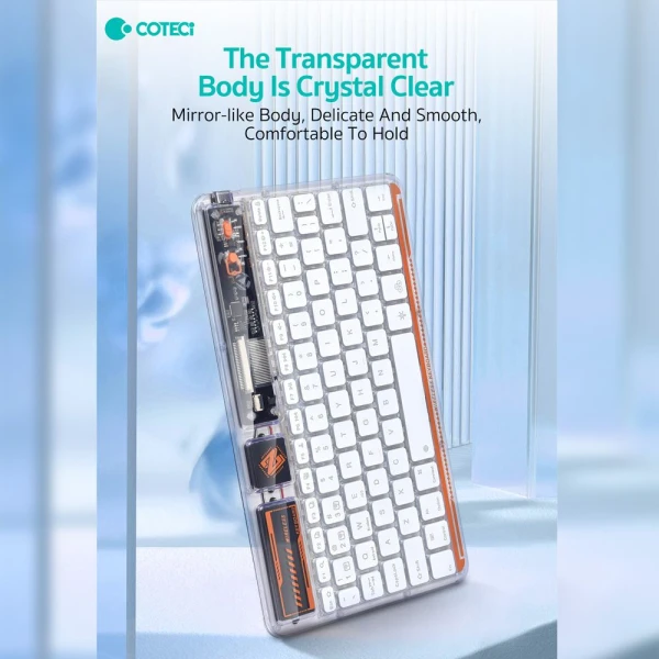 Tastatura Coteci Punk 84012 Wireless transparent bela