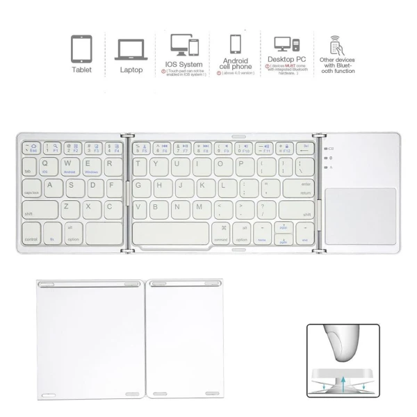 Tastatura Wireless sa touchpadom rasklopiva bela