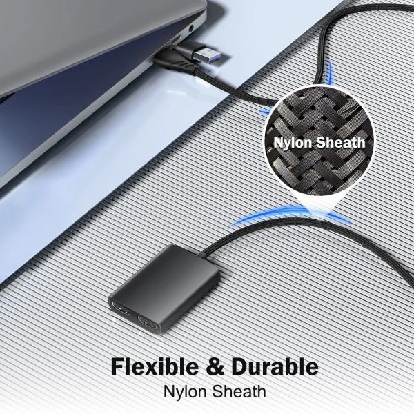 Adapter Type C - USB 3.0 JWD na 2x HDMI 60Hz crni