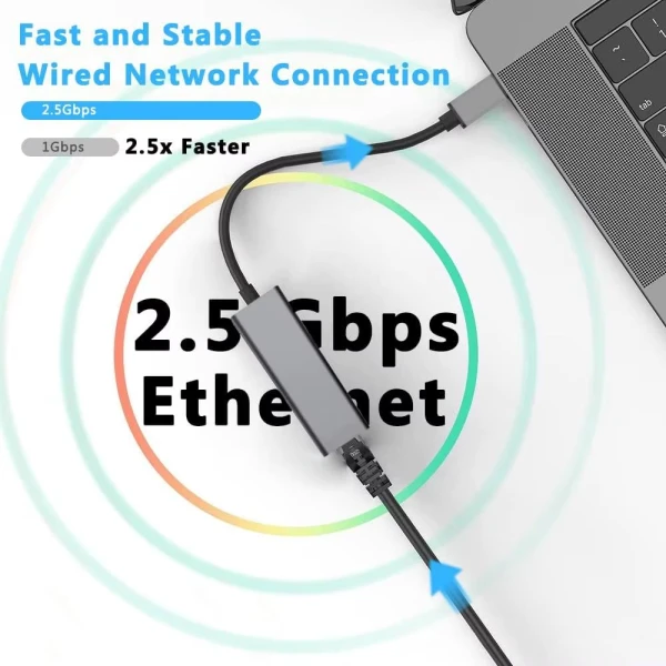 Adapter Type C - USB 3.0 JWD na 2.5Gbps Gigabitni LAN sivi
