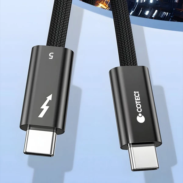 Data kabl Coteci Thunderbolt OF-065 120Gbps 240W 4k PD Type C na Type C crni 0.25m