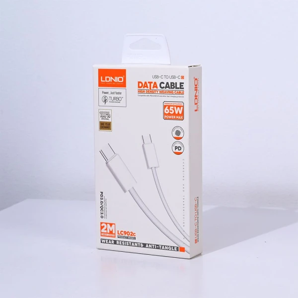 Data kabl LDNIO LC902-C 65W Type C na Type C beli 2m