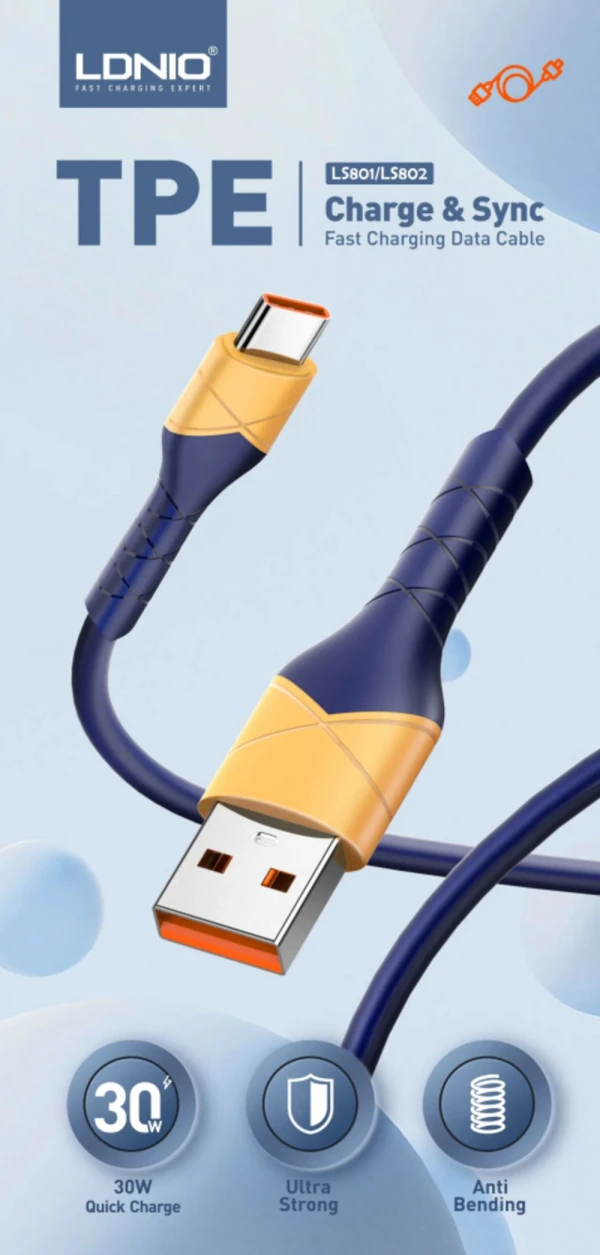 Data kabl Ldnio LS801 30W Fast micro USB beli 1m