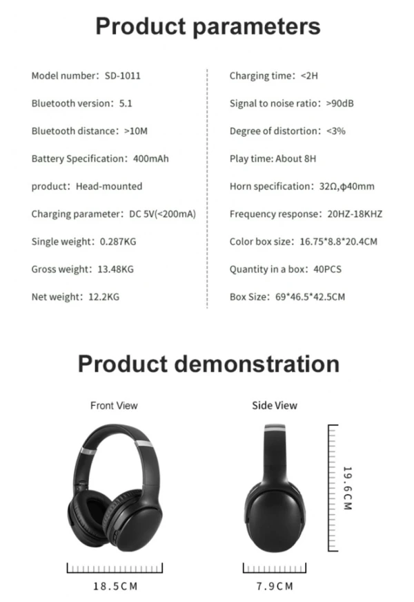 Bluetooth slusalice Sodo SD-1011 bele